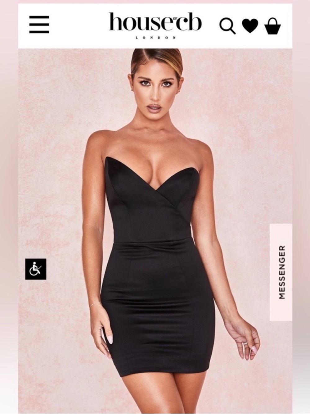 House of CB Black Strapless satin Chou Chou mini dress